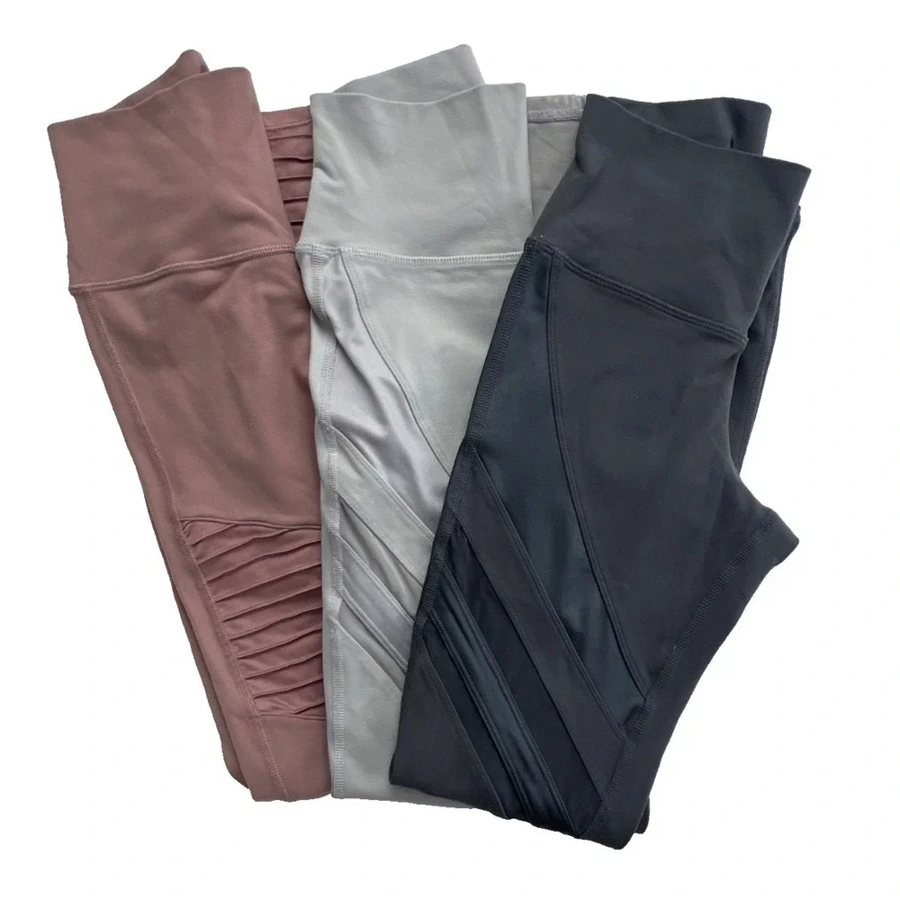 ALO Yoga Leggings Lot 3 Womens XS/XXS High Waist Pink Gray Mesh Panel Set